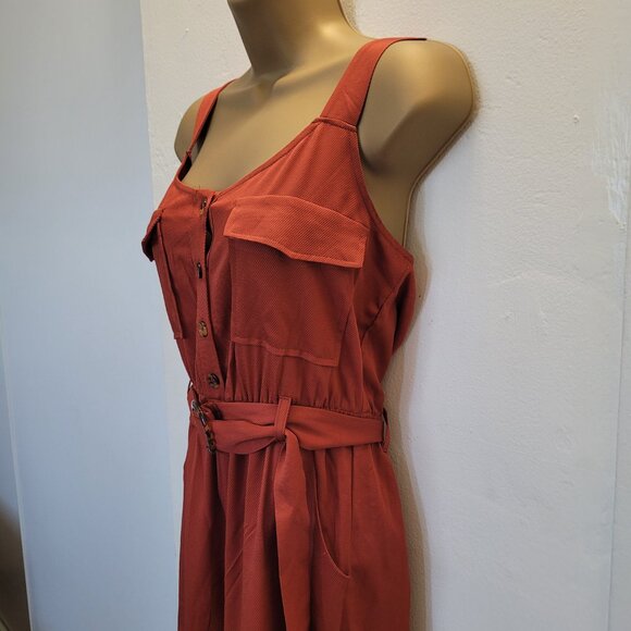 Rust Color | Sleeveless Jumper Romper Jumpsuit | Size Small - Picture 4 of 7